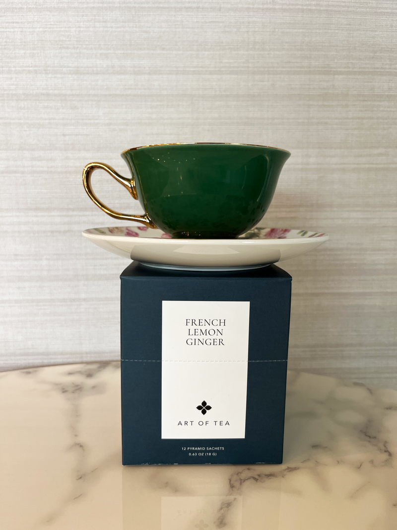 French lemon ginger tea with assorted tea set