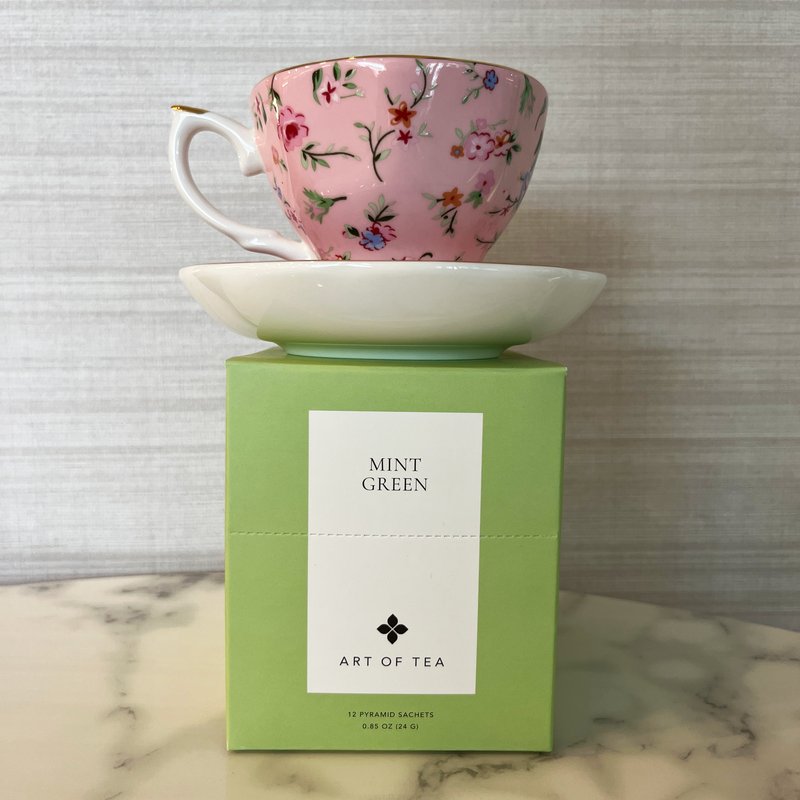 mint green tea with assorted tea set